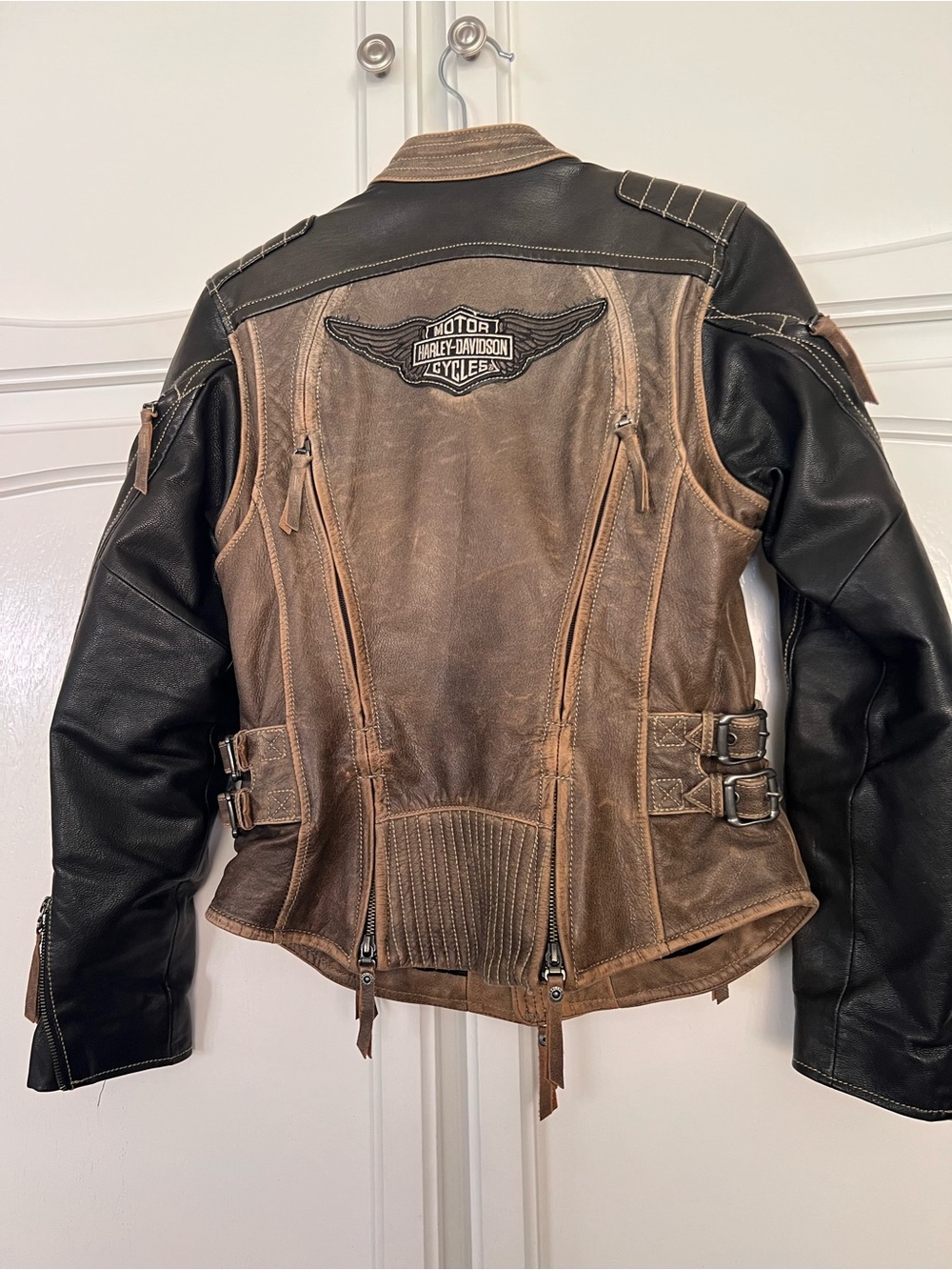 Harley-Davidson Brown and Black Women's Leather Riding Jacket - Picture 10 of 13
